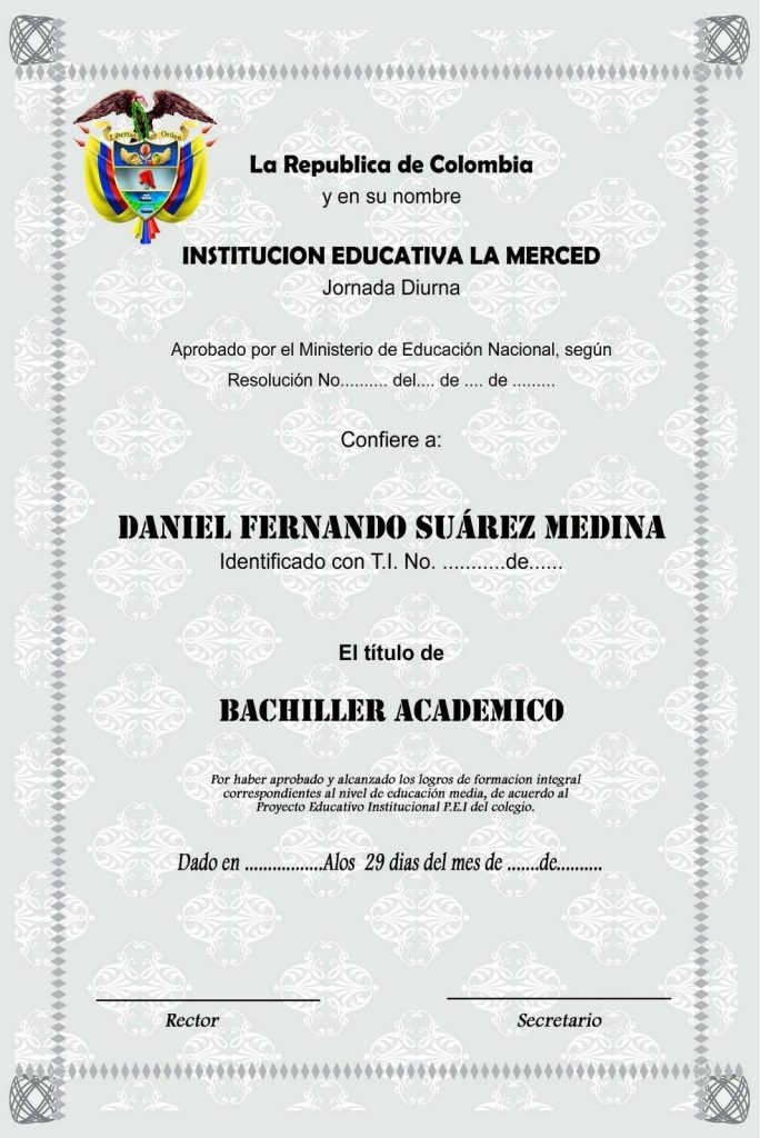 Modelo certificado estudios-Colombia
