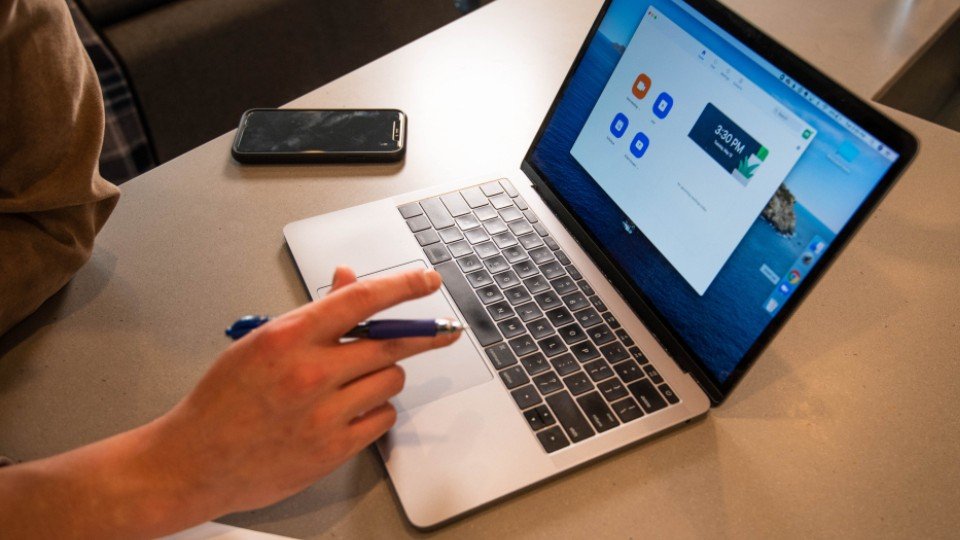 Persona en un portátil para renovar la demanda de empleo online